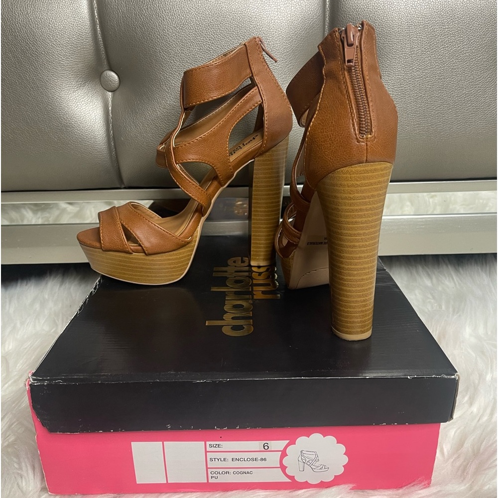 Cognac Block Heels